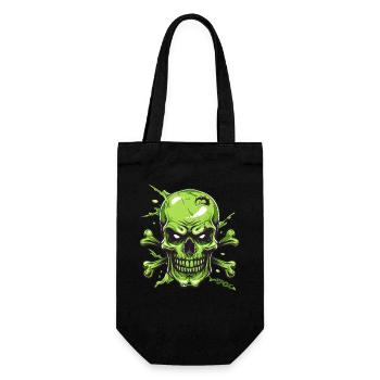 Crâne vert en colère - Sac à bouteille - noir - Devant
