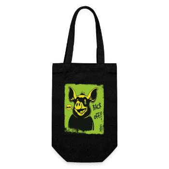 Funny Pig: Go away, get away - Gift Bag for Bottles - black - Front