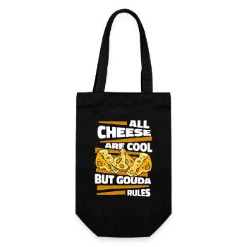 Alle Käse sind cool, aber Gouda regelt Queso - Geschenkbeutel für Flaschen - Schwarz - Vorne