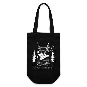 Minimalist outdoor memories in a mason jar - Gift Bag for Bottles - black - Front