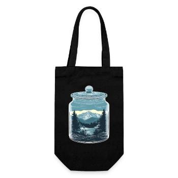 Captured Memories - Natur Berglandschaft im Glas - Geschenkbeutel für Flaschen - Schwarz - Vorne