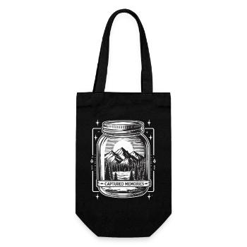 Mountain Landscape in Glass Outdoor Camping Nature Art - Gift Bag for Bottles - black - Front