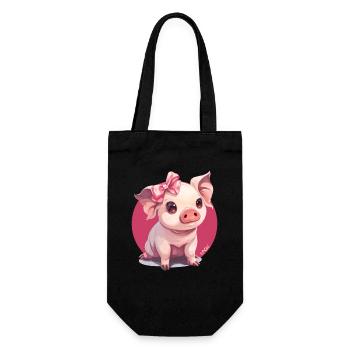 Little cute pig with bow - Gift Bag for Bottles - black - Front