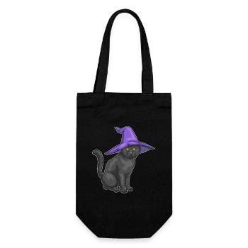Katze Halloween Hexe - Geschenkbeutel für Flaschen - Schwarz - Vorne