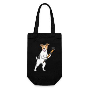 Jack Russel Terrier Feldhockey Feldhockeyschläger - Geschenkbeutel für Flaschen - Schwarz - Vorne