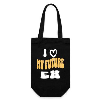 Ich liebe meine Zukunft Ex Retro Groovy Positive Vibes - Geschenkbeutel für Flaschen - Schwarz - Vorne
