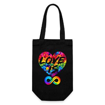 LIEBE IST UNENDLICH, LIEBESPUZZLE, LGBTQIA+ - Geschenkbeutel für Flaschen - Schwarz - Vorne