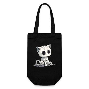 Cute little sad kitten - Gift Bag for Bottles - black - Front