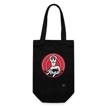 Lustige Sport Parodie: Baseball Yoga - Geschenkbeutel für Flaschen - Schwarz - Vorne