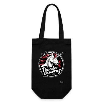 Lustige Sport-Logo-Parodie: Team Donner-Einhörner - Geschenkbeutel für Flaschen - Schwarz - Vorne