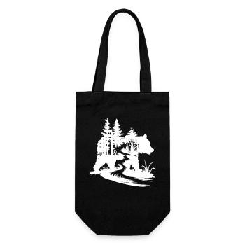 Bären Silhouette Wald Kunst - Geschenkbeutel für Flaschen - Schwarz - Vorne