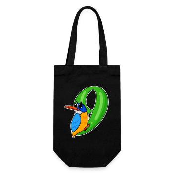 9th Birthday Motif Bird - 9 Years - Gift Bag for Bottles - black - Front
