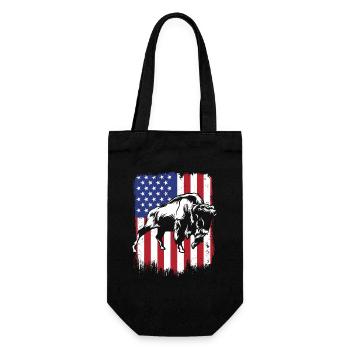 Bison Amerikanische Flagge Büffel Bovinae Amerikanisch - Geschenkbeutel für Flaschen - Schwarz - Vorne
