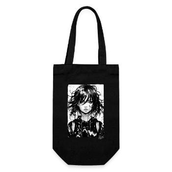 A cartoon manga portrait of a girl - Gift Bag for Bottles - black - Front