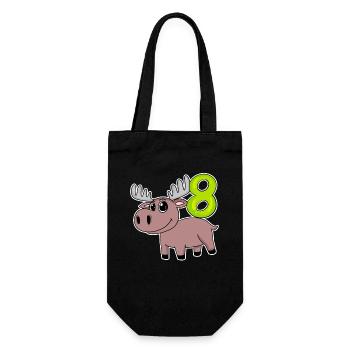 8th Birthday Motif Moose - Eight Years Old - Gift Bag for Bottles - black - Front