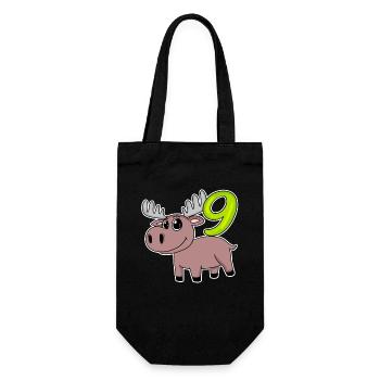 9th Birthday Motif Moose - Nine Years Old - Gift Bag for Bottles - black - Front