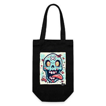 Crazy, Funny, Crazy-Colorful Skull - Gift Bag for Bottles - black - Front