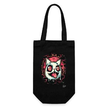 Crazy cat crossed out eyes from hell - Gift Bag for Bottles - black - Front