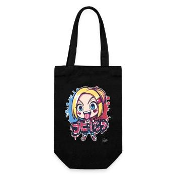 Chibi Naughty Cartoon Girl - Gift Bag for Bottles - black - Front