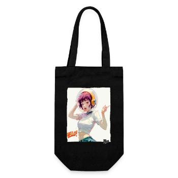 Funny Astronaut Girl Says Hello - Gift Bag for Bottles - black - Front