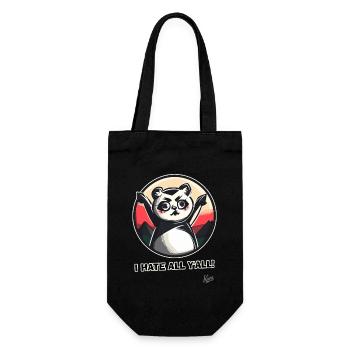 Panda mignon en colère : Je déteste tous les humains - Sac à bouteille - noir - Devant