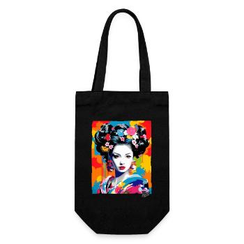 Fantastic Colorful Japanese Geisha - Gift Bag for Bottles - black - Front
