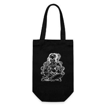 Dessin de fille de jeu - Sac à bouteille - noir - Devant