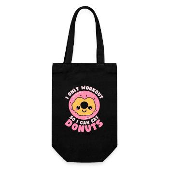 Lustige Donuts Food Workout Zitat - Geschenkbeutel für Flaschen - Schwarz - Vorne