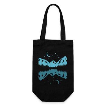 Moonlit Mountain Reflection - Gift Bag for Bottles - black - Front