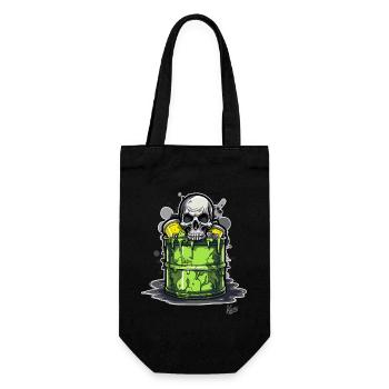 Toxic waste bin with skull - Gift Bag for Bottles - black - Front