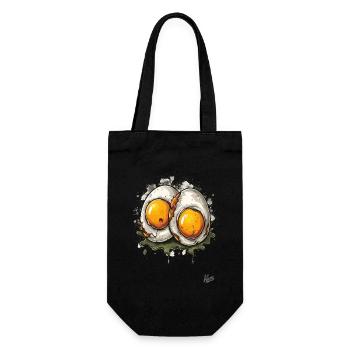 Fried eggs, 2 times boiled disgusting egg - Gift Bag for Bottles - black - Front