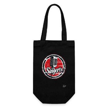 Vintage Mikrofon für Sänger mit Retro-Charme - Geschenkbeutel für Flaschen - Schwarz - Vorne