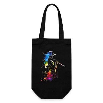 Flute player Retrowave - Gift Bag for Bottles - black - Front