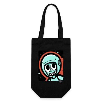 Funny Astronaut Explorer Cartoon - Geschenkbeutel für Flaschen - Schwarz - Vorne