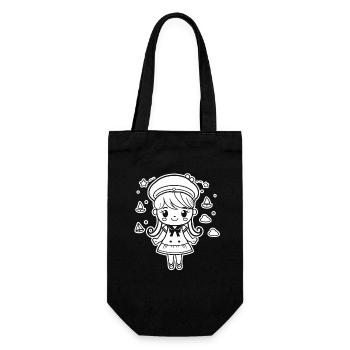 Seglerin Mädchen Cartoon Look - Geschenkbeutel für Flaschen - Schwarz - Vorne