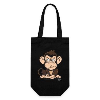 Clever Creepy Cartoon Monkey - Gift Bag for Bottles - black - Front