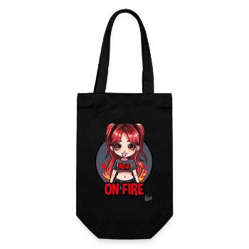 Cartoon: This girl is on fire! - Gift Bag for Bottles - black - Front