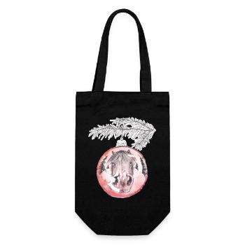 Weihnachtskugel Merry Christmas rot Pferd - Geschenkbeutel für Flaschen - Schwarz - Vorne