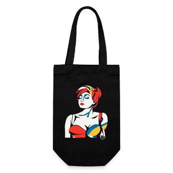 Abstract Art Portrait of a Woman - Gift Bag for Bottles - black - Front