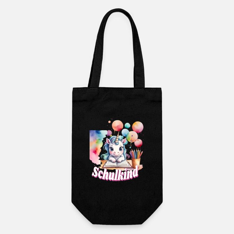 Schulkind Unicorn Buntballons - Geschenkbeutel für Flaschen - Schwarz