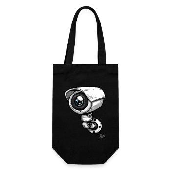Caméra de sécurité de dessin animé : Caméras toujours visibles - Sac à bouteille - noir - Devant