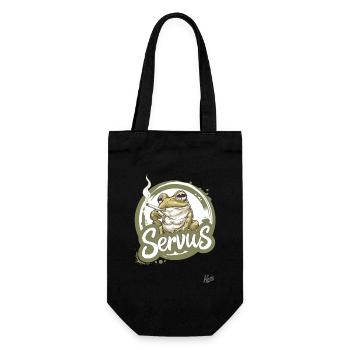 A cool smoking frog says: Servus - Gift Bag for Bottles - black - Front