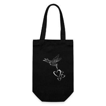 colibri avec des cœurs - Sac à bouteille - noir - Devant