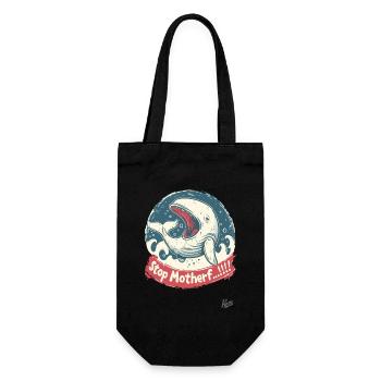 Endangered species: Whale, STOP MOTHER... - Gift Bag for Bottles - black - Front