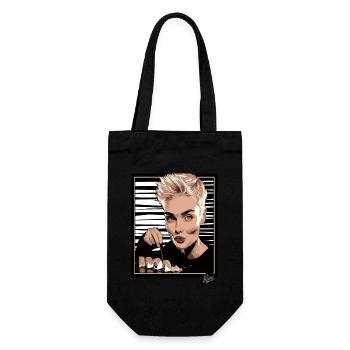 Pixie Cut und Leckeres Trendy Sushi - Geschenkbeutel für Flaschen - Schwarz - Vorne
