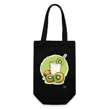 Kiwi-Milchshake: Trinke Früchte, sei wild! - Geschenkbeutel für Flaschen - Schwarz - Vorne