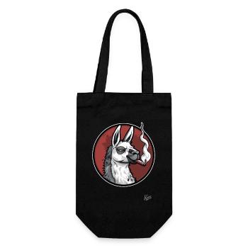 Cool and relaxed, llama smoking a cigar - Gift Bag for Bottles - black - Front