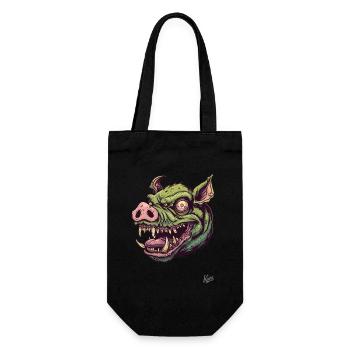Massiver Grüner Schweine-Zombie-Kopf - Geschenkbeutel für Flaschen - Schwarz - Vorne