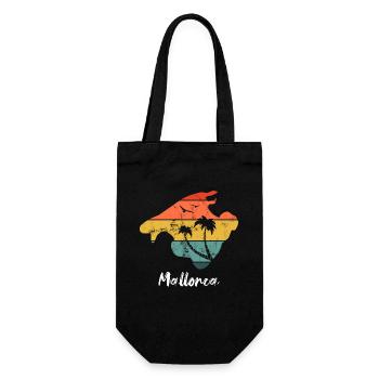 Mallorca Urlaub Balearen retro vintage Design - Geschenkbeutel für Flaschen - Schwarz - Vorne