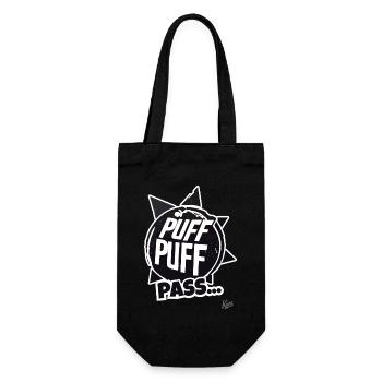 Puff Puff Pass: Der lustige Joint-Buddy - Geschenkbeutel für Flaschen - Schwarz - Vorne
